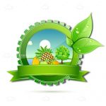 Natural & Healthy Themed Badge with Landscape